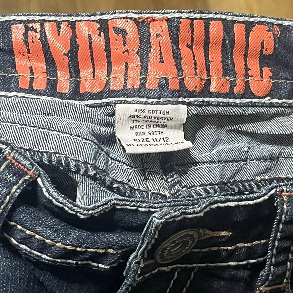 Hydraulic Lola Slim Boot Jeans Embroidered Bling Pockets Distressed 11/12 Y2K - Picture 7 of 10